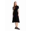 DESINGUAL Combination textured midi dress black 23SWVW34