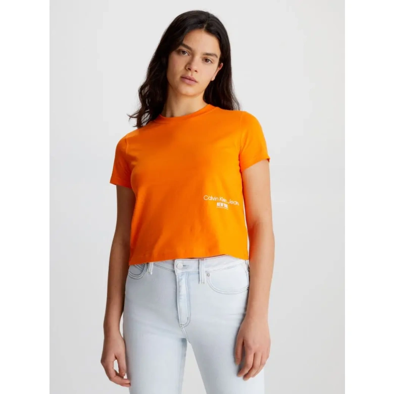 CALVIN KLEIN NY LOGO BABY TEE Vibrant Orange J20J221047