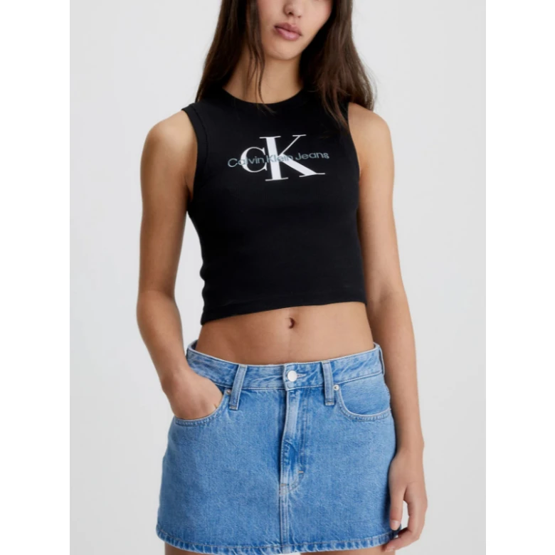 CALVIN KLEIN ARCHIVAL MONOLOGO RIB TANK TOP Ck Black J20J221521