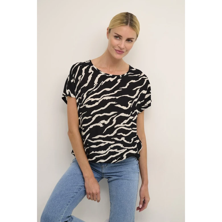 antique black zebra print kasomia top