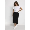 KAFFE Παντελόνα cropped με ζώνη black KAmali