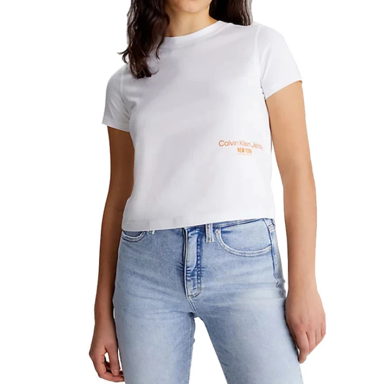 CALVIN KLEIN NY LOGO BABY TEE Bright White J20J221047