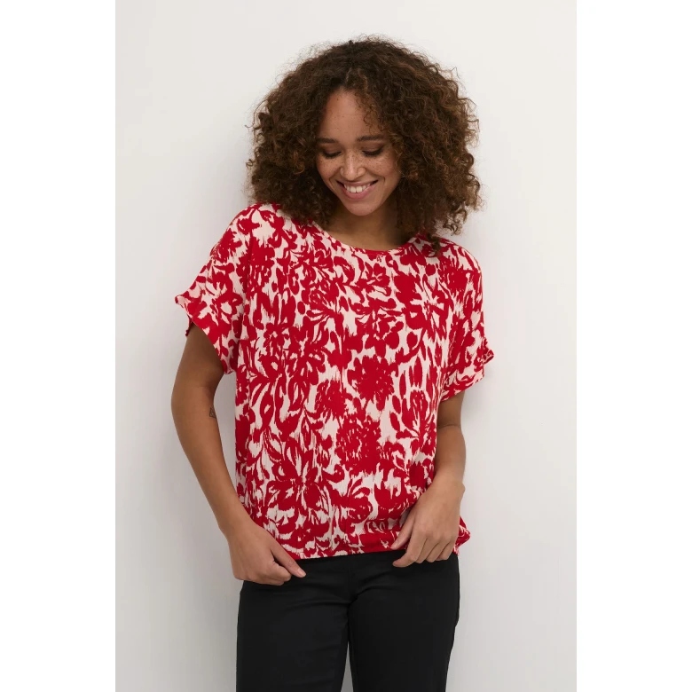 red flower print kaellen top