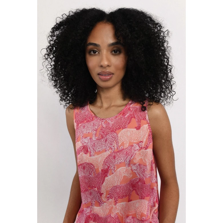 MOLLY BRACKEN Flare tank top in pink print multicolor R1574