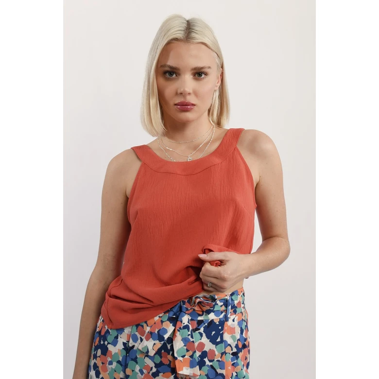 MOLLY BRACKEN V-neck tank top in the back coral G869