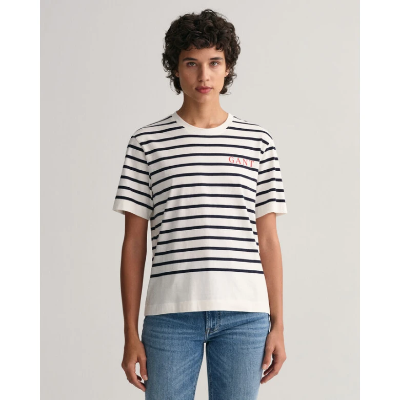 GANT Logo Striped T-Shirt evening blue 4200261