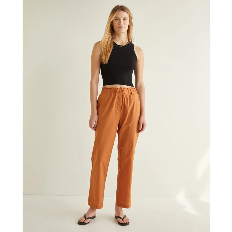 YERSE 100% COTTON TROUSERS WITH ELASTIC WAISTBAND amber 38830