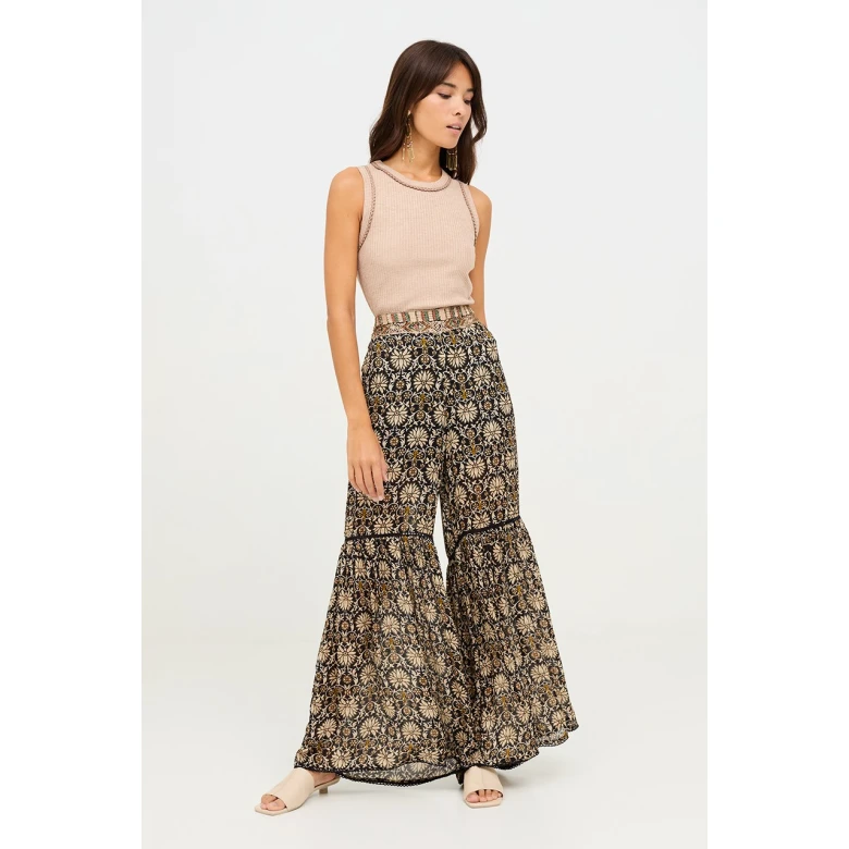 NEKANE BELL PATTERN TROUSERS black TIRIAN