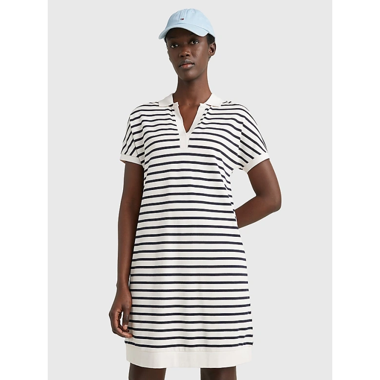 TOMMY HILFIGER RELAXED LYOCELL POLO KNEE DRESS Breton Stp WW0WW38639