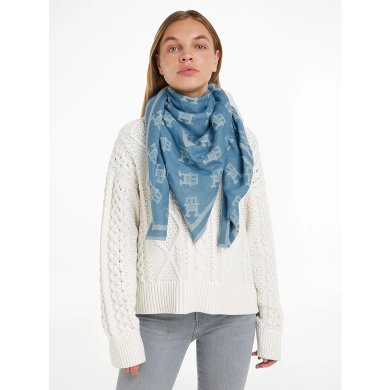 TOMMY HILFIGER ICONIC MONOGRAM SQUARE SCARF Denim Light AW0AW14540