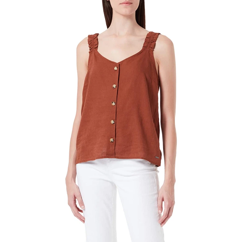 TOM TAILOR Camisol top with ruffles cinnamon 1031332