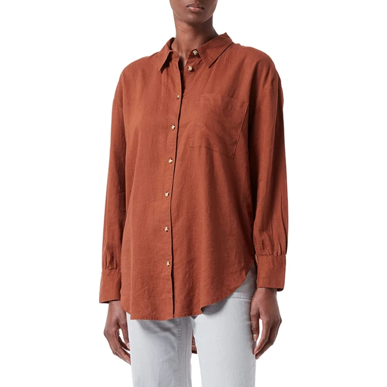 TOM TAILOR Oversized linen mix shirt cinnamon 1031338