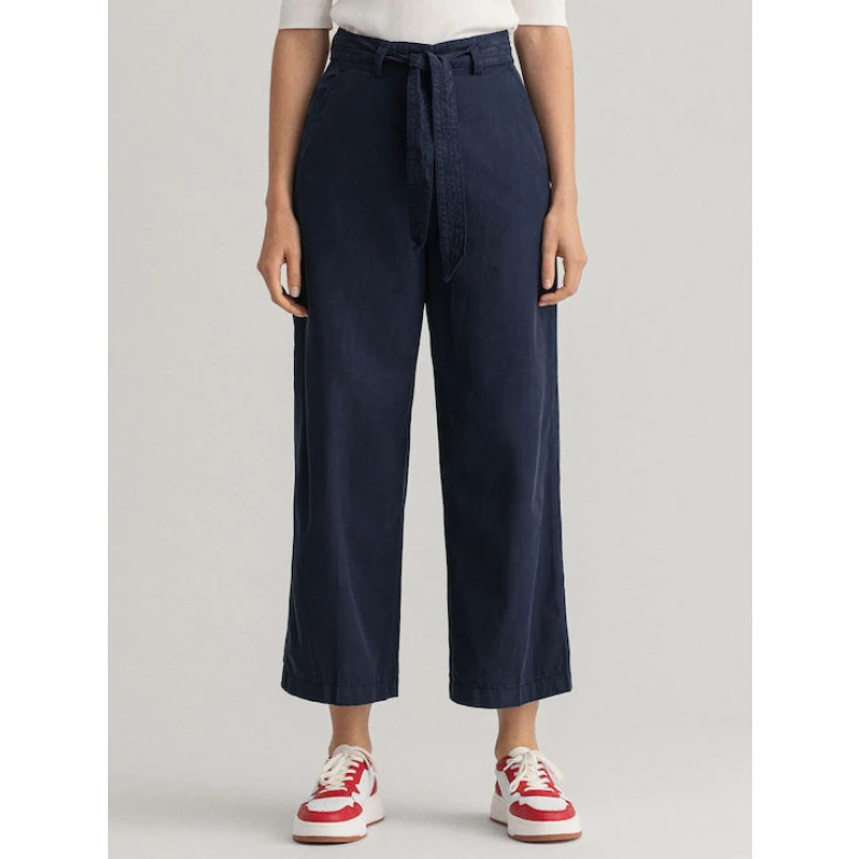 GANT Παντελόνι fluid cropped με ζώνη evening blue 4150217-433