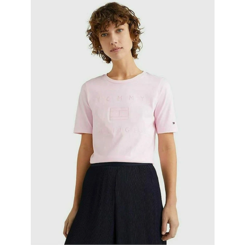 TOMMY HILFIGER T-SHIRT METALLIC REGULAR FIT Pastel Pink WW0WW33522