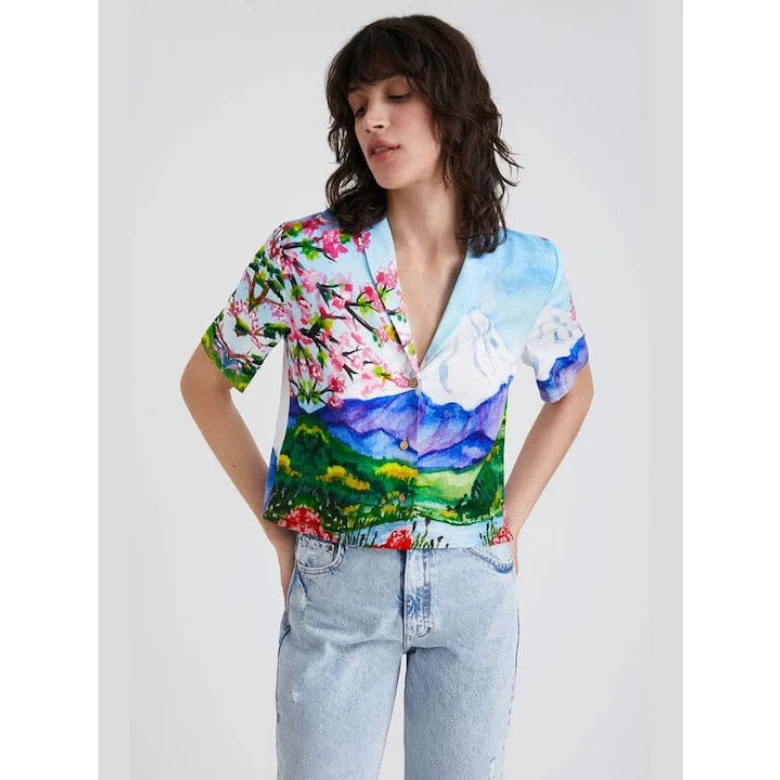 DESINGUAL Mount fuji cropped shirt multicolor 22SWCW10-512