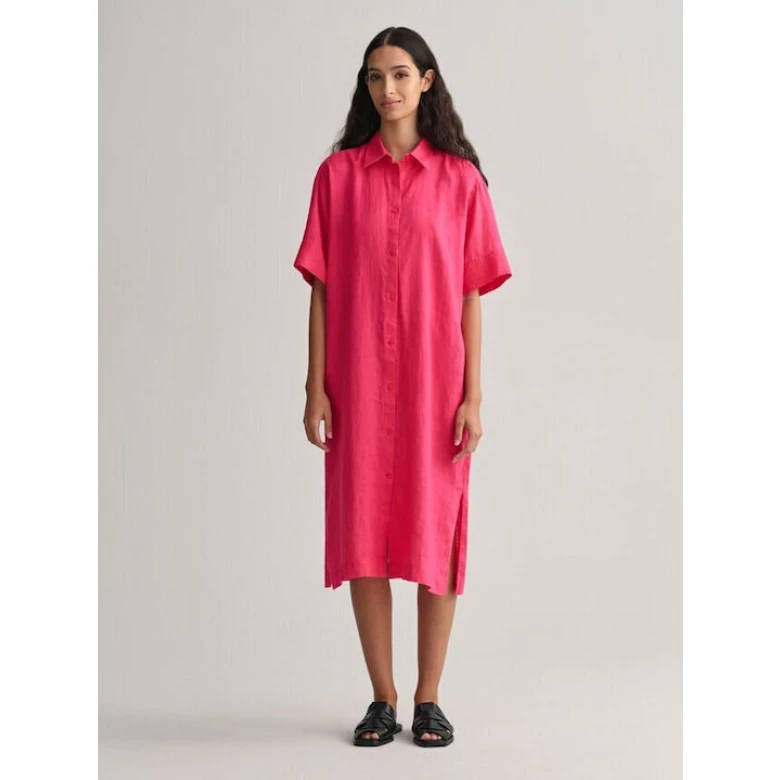 GANT Linen Short Sleeve Shirt Dress magenta 4503244