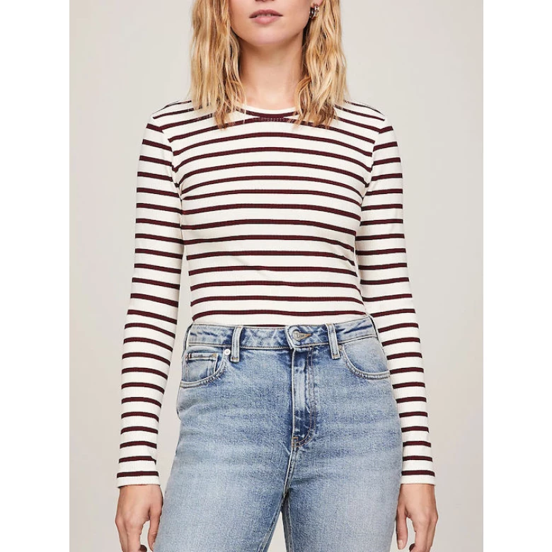 TOMMY HILFIGER SLIM RIB STRIPE C-NK LS Breton Stp WW0WW40592