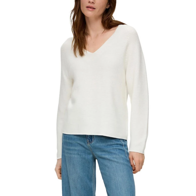 S.OLIVER Jumper with a V-neckline off white 2145636