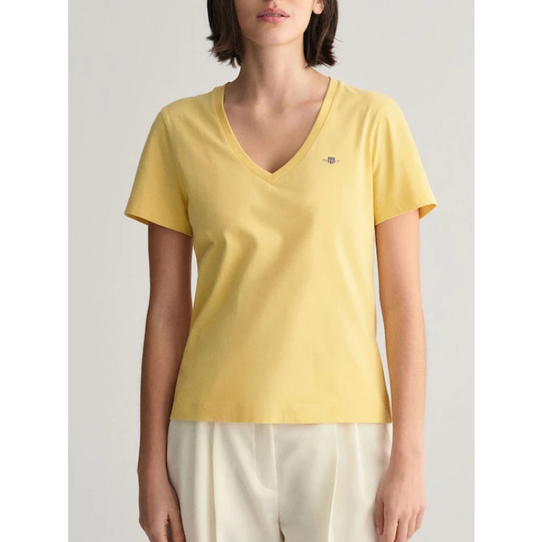 fixedratio 20240308122025 gant mplouza km reg shield ss v neck t shirt 3gw4200750 726 yellow