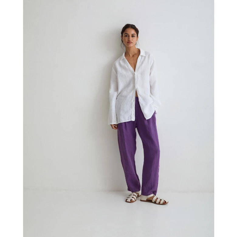 YERSE PLEATED LINEN TROUSERS purple 40892