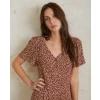 FLOWY PRINT DRESS CHOCOLATE