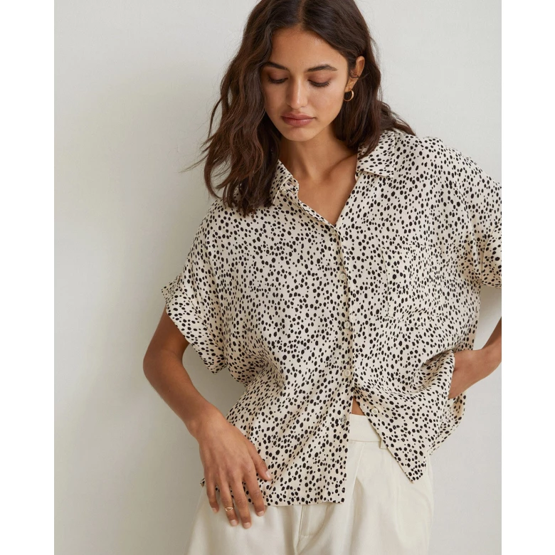 YERSE PRINTED DOTS VISC SHIRT ecru 40895