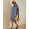 COTTON SHIRT DRESS BLUE STRIPES