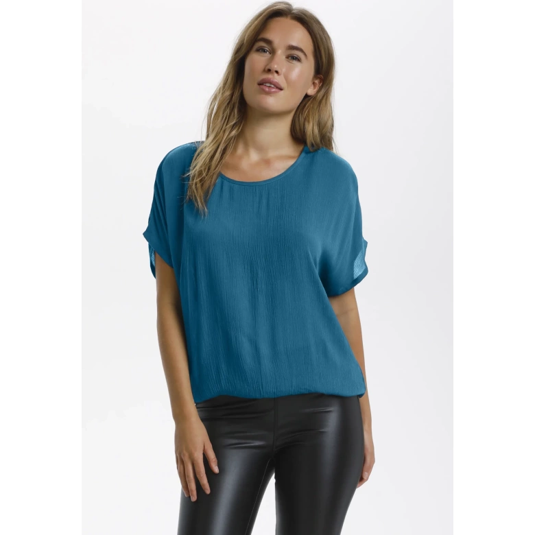 KAFFE Blouse ss visc denim blue KAamber Stanley