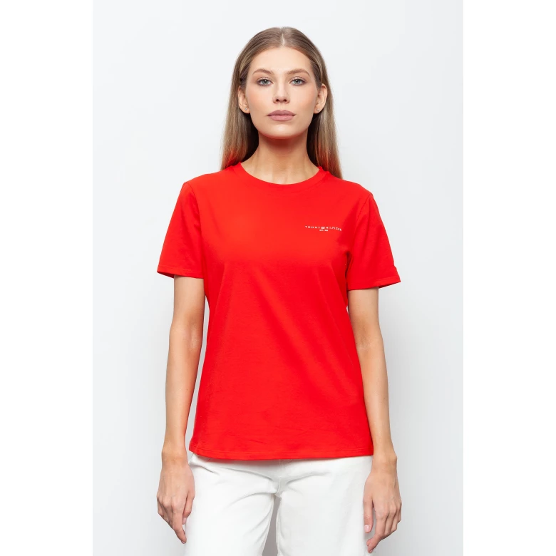 TOMMY HILFIGER METALLIC TH MONOGRAM STAMP RELAXED T-SHIRT Fierce Red WW0WW41191