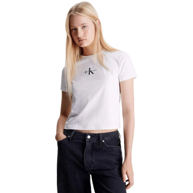 Calvin Klein Monologo Baby Γυναικείο T-shirt Πουά Λευκό