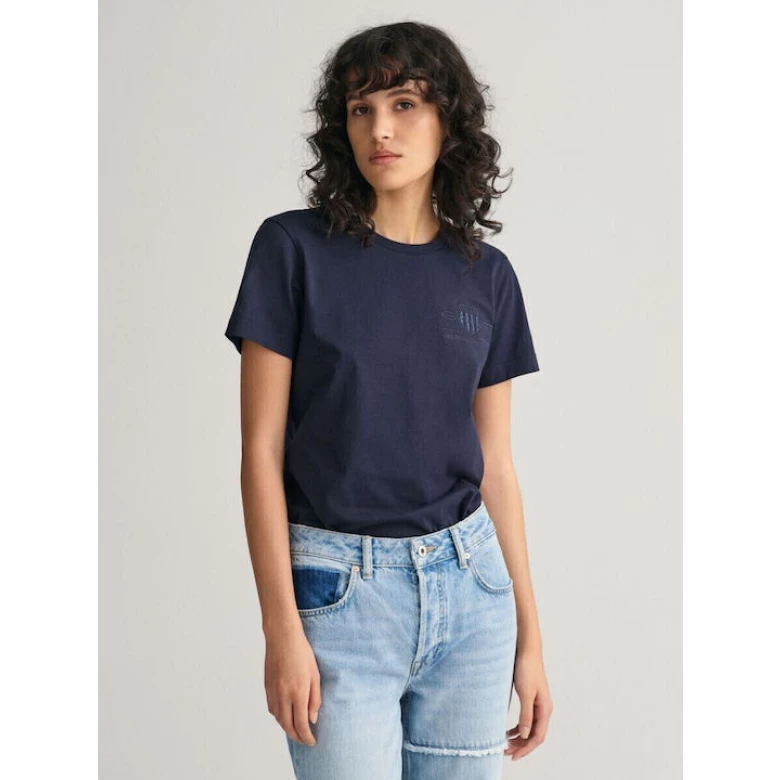 Gant Tonal Archive Shield Γυναικείο T-shirt Μπλε