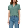 S.OLIVER T-shirt V-neckline, slit and button dark mint 2144711