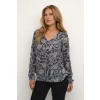 KAFFE Printed V-Blouse ls navy KAamber