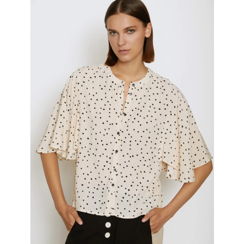 SKATIE Visc shirt with polka dot print ecru S05B88