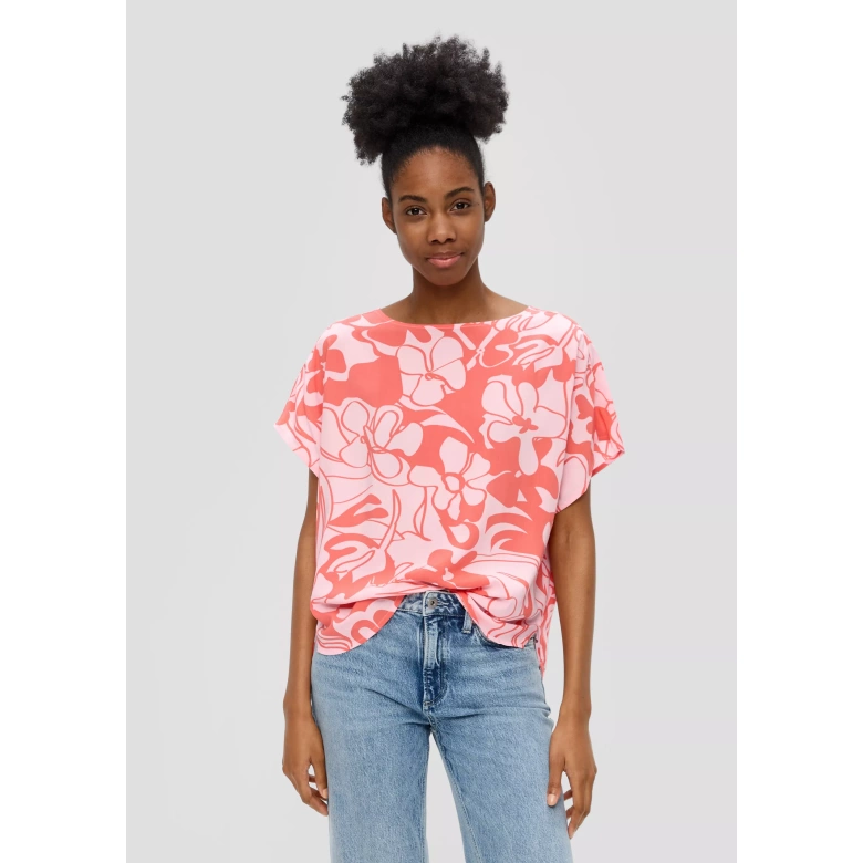 S.OLIVER Oversized blouse top made of viscose coral 2143613