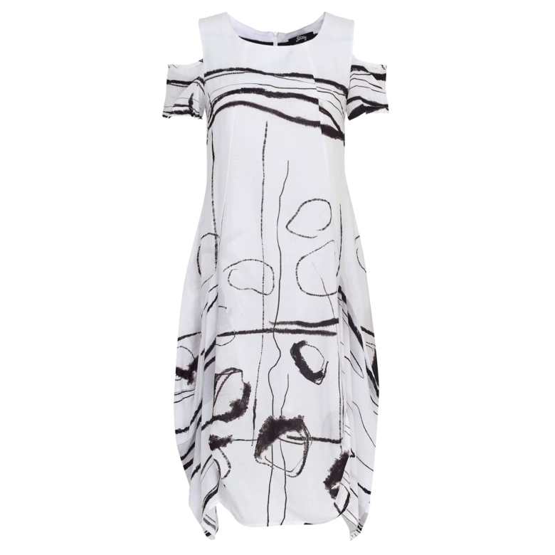 SASSY Midi Printed A-line Dress white 64258