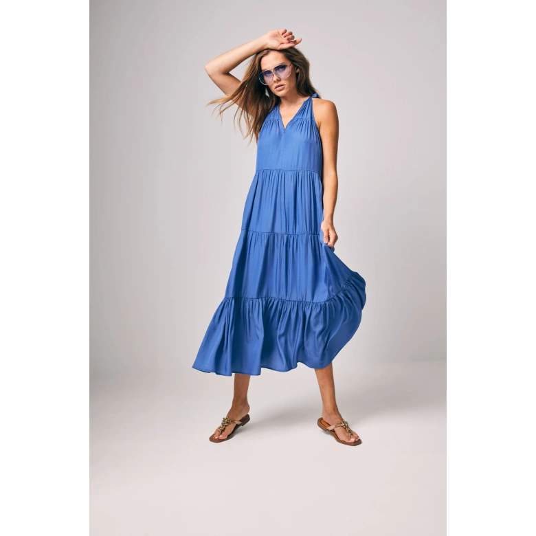 COSTAMANI Light fabric long V dress indigo 2404314