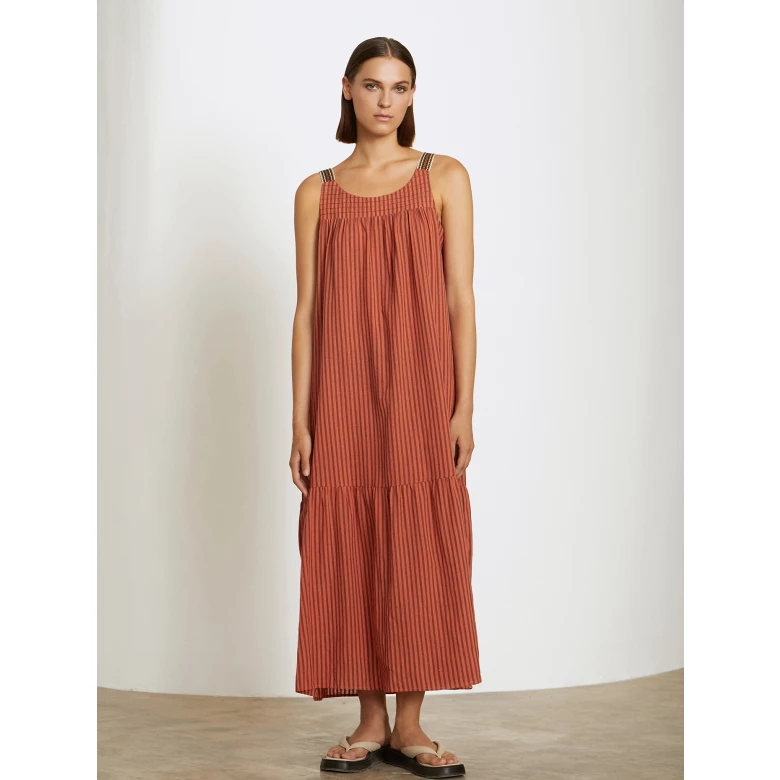 Skatïe – Long Dress with Contrast Straps in Tile