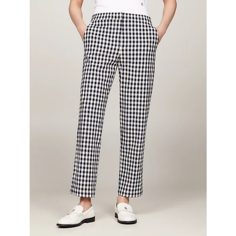 Screenshot 2024 04 23 at 21 36 48 Gingham Slim Fit Straight Trousers Blue Tommy Hilfiger