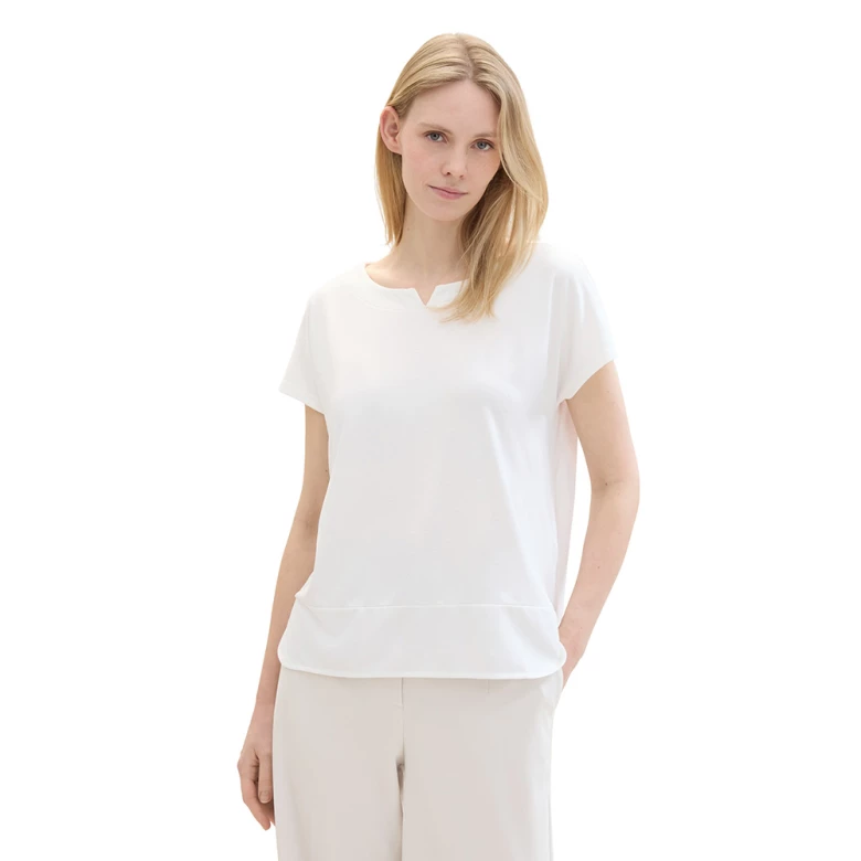 TOM TAILOR Fabric mix crew neck t-shirt white 1040547