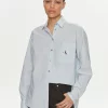 CALVIN KLEIN WOVEN LABEL RELAXED SHIRT Dusk Blue/White Stripe J20J222610