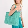 MOLLY BRACKEN LARGE COTTON SHOPPER BAG petrol ZA35