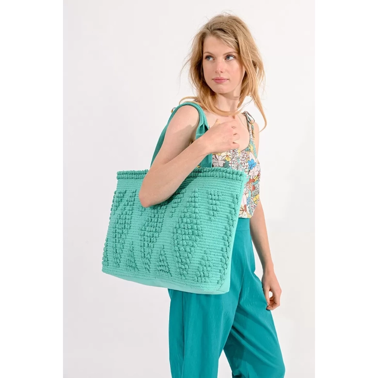 MOLLY BRACKEN LARGE COTTON SHOPPER BAG petrol ZA35