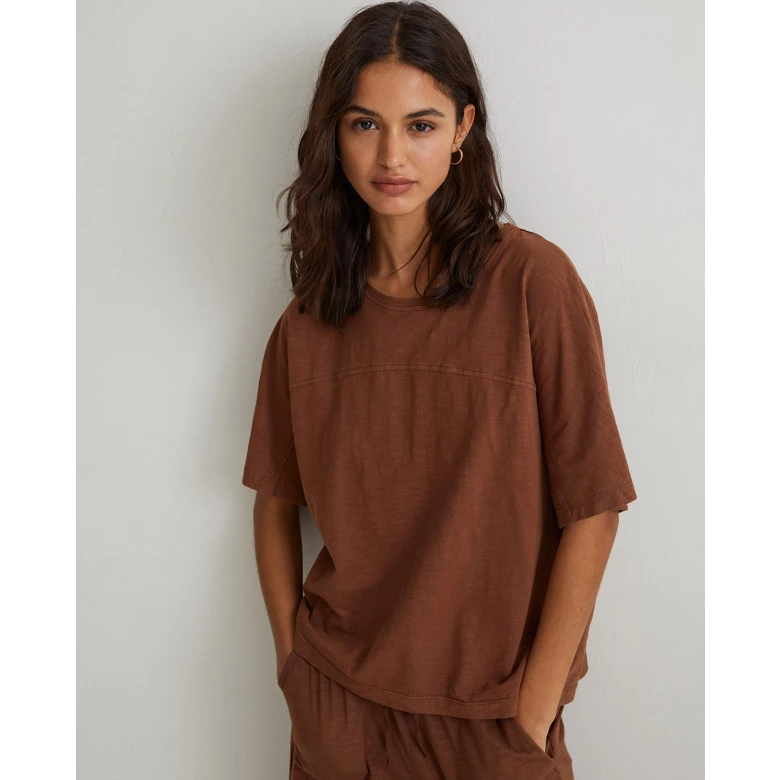 YERSE ORGANIC-COTTON OVERSIZED T-SHIRT chocolate 40021